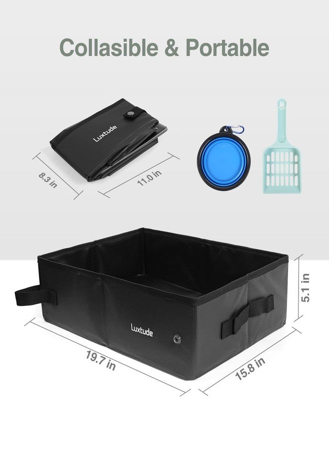 لوكس تيود صندوق فضلات القطط المحمول من لوكستود، صندوق فضلات قابل للطي للسفر بالقطط في السيارة، بدون رائحة، مقاوم للماء وسهل التنظيف، لا تسرب، مناسب للسيارة والفندق (أسود، كبير) - Image 5
