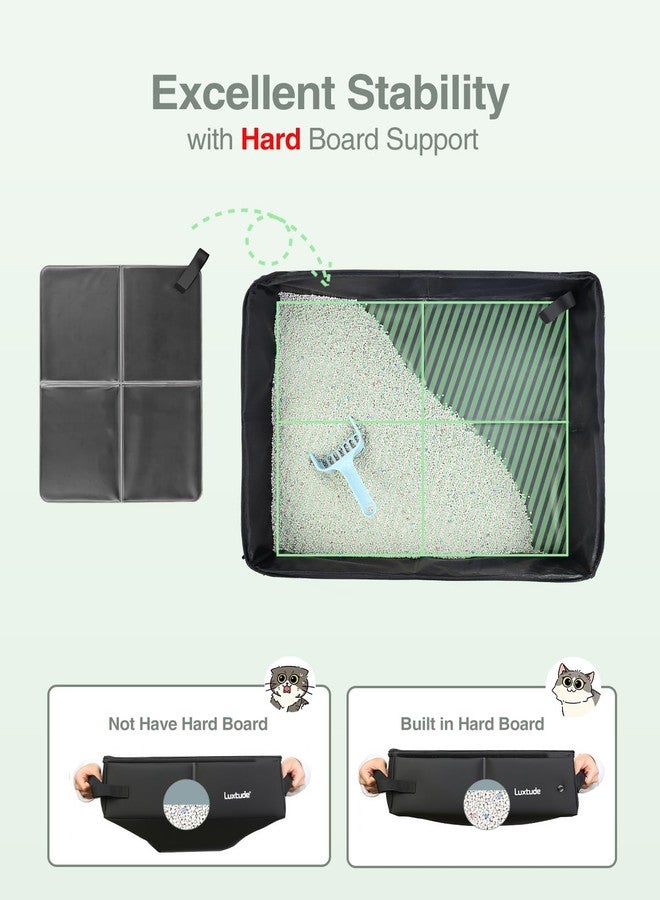 لوكس تيود صندوق فضلات القطط المحمول من لوكستود، صندوق فضلات قابل للطي للسفر بالقطط في السيارة، بدون رائحة، مقاوم للماء وسهل التنظيف، لا تسرب، مناسب للسيارة والفندق (أسود، كبير) - Image 4