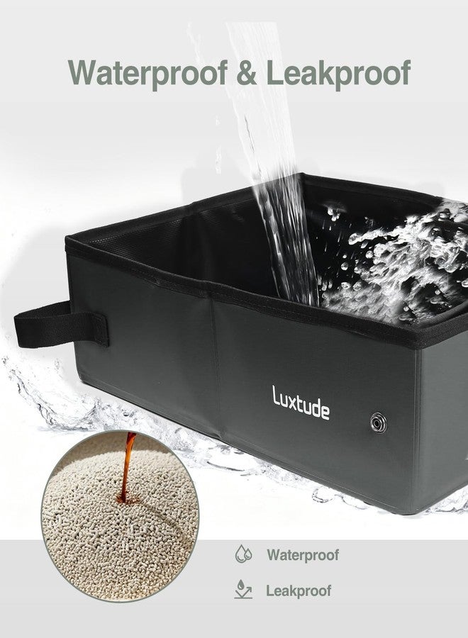 لوكس تيود صندوق فضلات القطط المحمول من لوكستود، صندوق فضلات قابل للطي للسفر بالقطط في السيارة، بدون رائحة، مقاوم للماء وسهل التنظيف، لا تسرب، مناسب للسيارة والفندق (أسود، كبير) - Image 3
