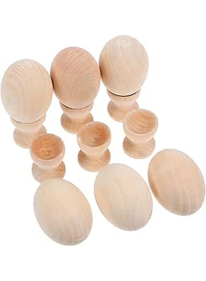 Wooden Easter Eggs For Painting 6 Sets Craft Projects Home Decoration Safe Simulation Eggs - Image 1