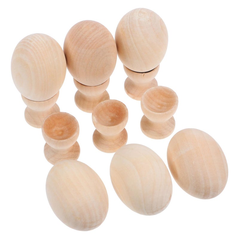 Wooden Easter Eggs For Painting 6 Sets Craft Projects Home Decoration Safe Simulation Eggs - Image 2