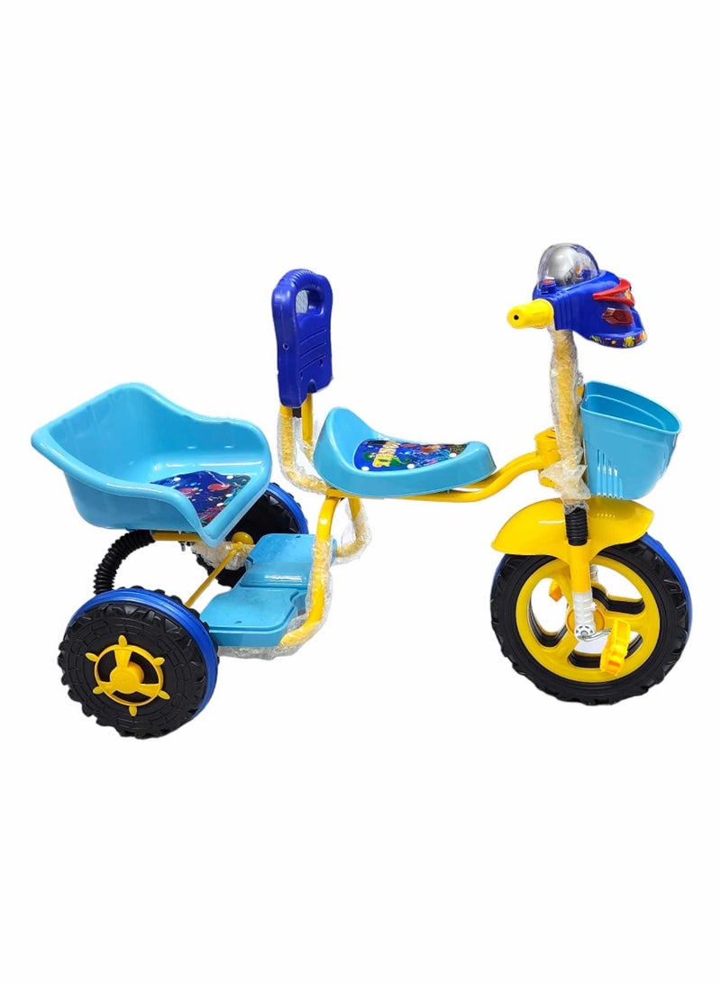 Tricycle Double Seated Plastic Bike Comfortable Seat With Sounds Light and Basket Non-Slip Grips For Kids  - Image 2