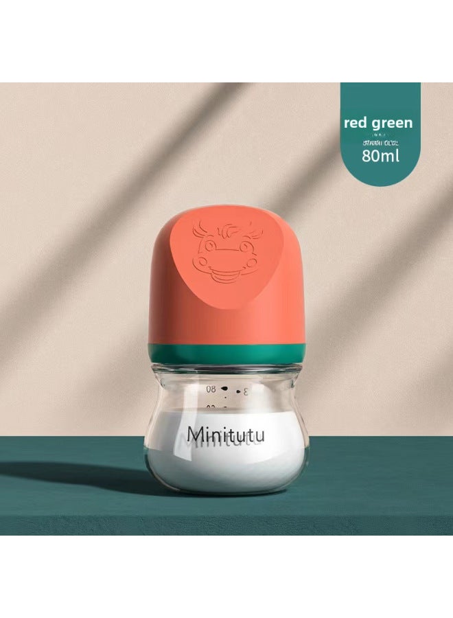 Minitutu Newborn Glass Feeding Bottle Wide Caliber 80 Ml 160 Ml Newborn Wide Mouth Glass Special