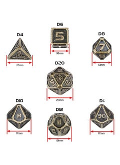 ENHANCE Dnd Metal Dice Set 7Pc Polyhedral Dice With Storage Case And Drawstring Dice Bag Solid Metal D&D Dice Set For Dungeons And Dragons Pathfinder More Rpgs (Ancient Bronze)  - Image 3