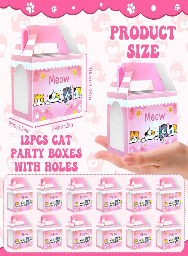 Jiytivity 37 Pcs Cat Party Favors Include 12 Foldable Kraft Kitten Boxes 12 Cat Stuffed Animals 12 Card 1 Stand for Adopt a Kitten Party Favors Cat Party Supplies Gifts - Image 3