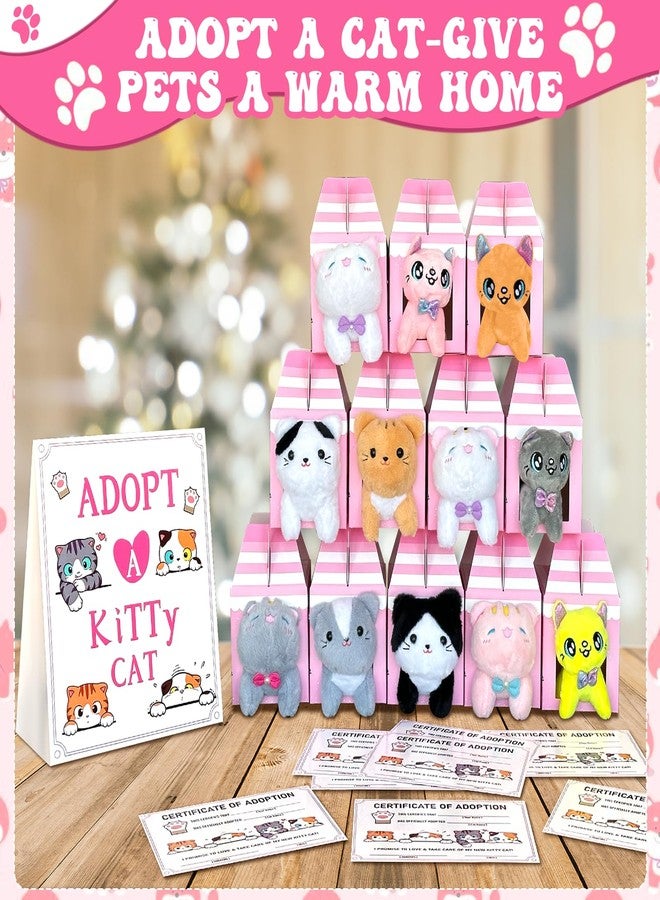 Jiytivity 37 Pcs Cat Party Favors Include 12 Foldable Kraft Kitten Boxes 12 Cat Stuffed Animals 12 Card 1 Stand for Adopt a Kitten Party Favors Cat Party Supplies Gifts - Image 5