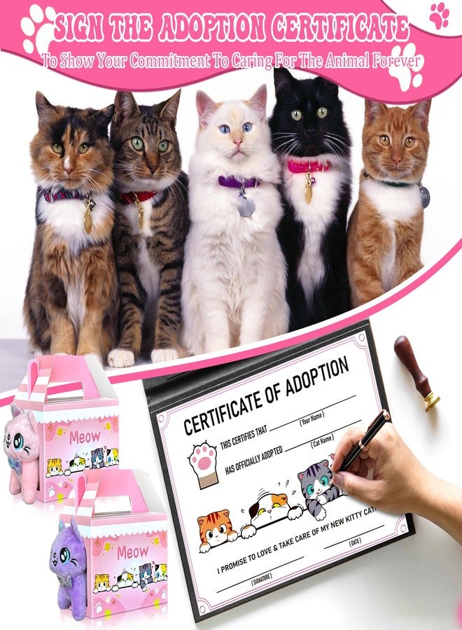 Jiytivity 37 Pcs Cat Party Favors Include 12 Foldable Kraft Kitten Boxes 12 Cat Stuffed Animals 12 Card 1 Stand for Adopt a Kitten Party Favors Cat Party Supplies Gifts - Image 4