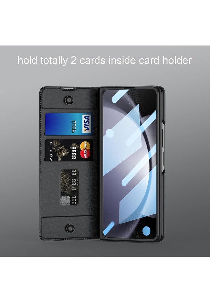 KASTWAVE جراب لهاتف Samsung Galaxy Z Fold 5 مع حامل قلم S، جراب جلدي فاخر مقاوم للصدمات بزاوية 360 درجة، حامل بطاقتين، واقي شاشة، حماية المفصلة، شحن لاسلكي، غطاء جلدي 5G 2023 - Image 2