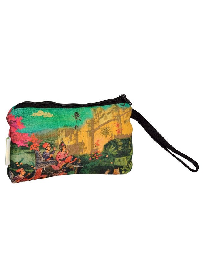 Eco Corner - Indian Art Palace - Pouch - Small - 100% Cotton / Washable / Printed On Both Sides / Zip Closure With Carry Handle / Ideal for Storing Jewellery , Mobile Phones , Coins , Stationery , Toiletries etc., - Image 2