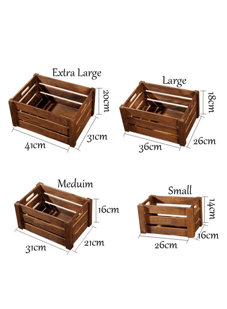 FFD Wooden Storage Boxes with Handles Decorative Crates for Storage and Display, Stylish Wooden Crates for Home Organization Set of 4  - Image 2