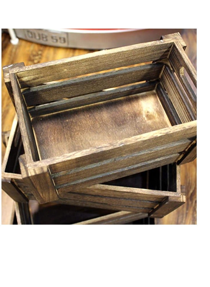 FFD Wooden Storage Boxes with Handles Decorative Crates for Storage and Display, Stylish Wooden Crates for Home Organization Set of 4  - Image 4