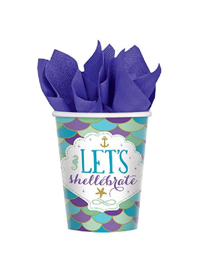 Amscan 581975 Cups | Mermaid Wishes Collection | 9 Oz | 8 Pcs | Birthday - Image 1