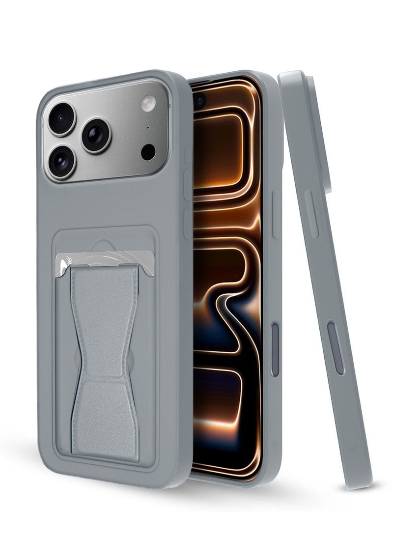 Wtech Apple iPhone 17 Pro Max 5G 2025 Silicone TPU Card Holder with Hand Grip Case Cover (MCHPSN) - Grey - Image 1