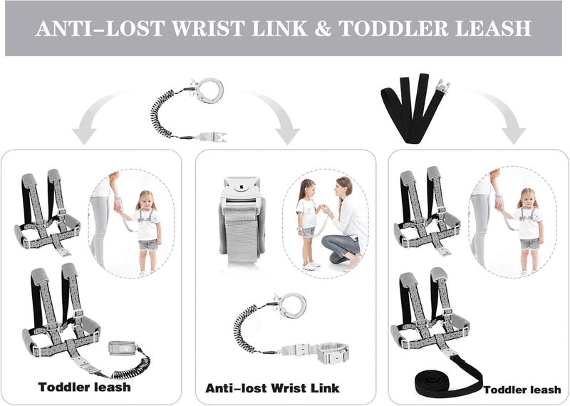 WSZCML Toddler Leash for Walking, Toddler Safety Harnesses Leashes, Safety Harness with Lock for Kids, Anti Lost Wrist Link for Toddlers ，Upgrade with Reflective Tape Liner（6.5ft）for Kids - Image 2