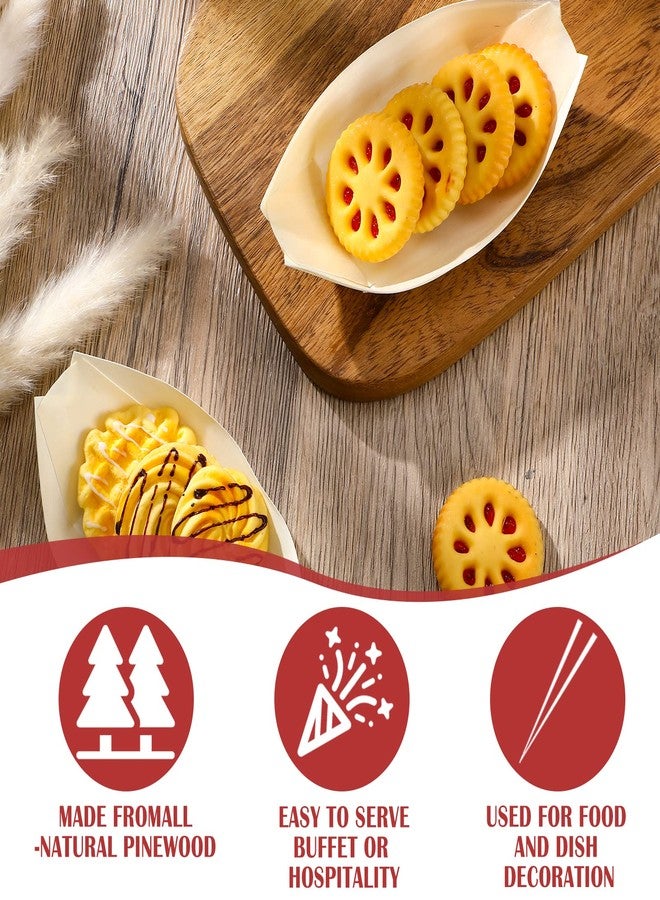 Newtay 100 Pcs Bamboo Boat Plates Bamboo Appetizer Boats 5.5'' Disposable Wooden Charcuterie Small Sushi Serving Tray for Food Catering Party Home Use - Image 3