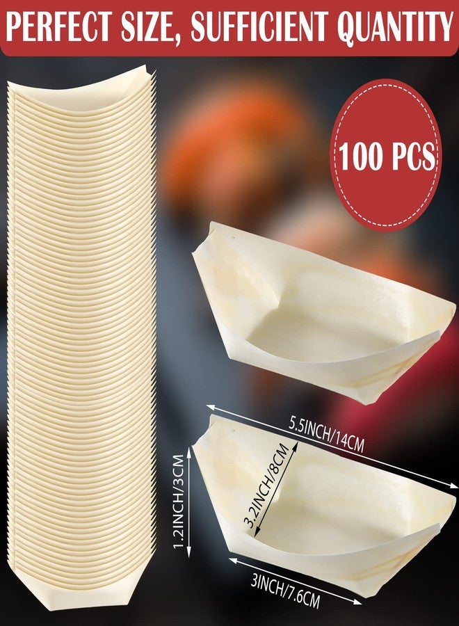 Newtay 100 Pcs Bamboo Boat Plates Bamboo Appetizer Boats 5.5'' Disposable Wooden Charcuterie Small Sushi Serving Tray for Food Catering Party Home Use - Image 2