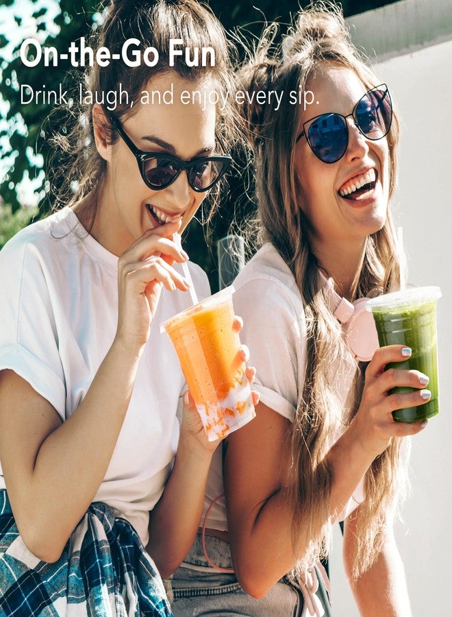 Boxential 100 Pack 16 oz Clear Plastic Cups with Lids and Straws, Disposable Coffee Cups with Lids, To Go Iced Coffee Cups with Lids, Disposable Cups for Party, Smoothie Cup for Cold Drinks - Image 2
