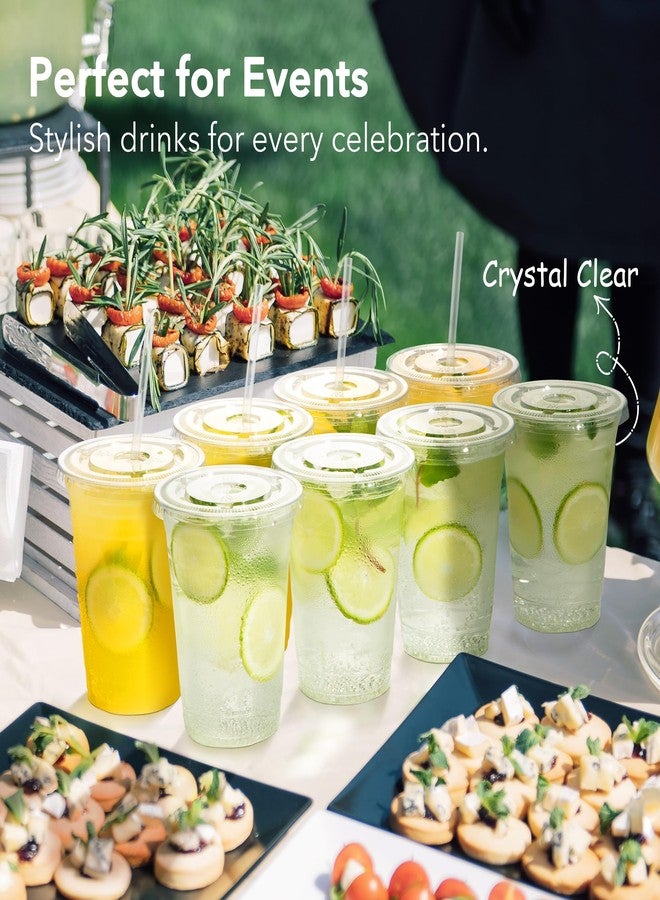 Boxential 100 Pack 16 oz Clear Plastic Cups with Lids and Straws, Disposable Coffee Cups with Lids, To Go Iced Coffee Cups with Lids, Disposable Cups for Party, Smoothie Cup for Cold Drinks - Image 3