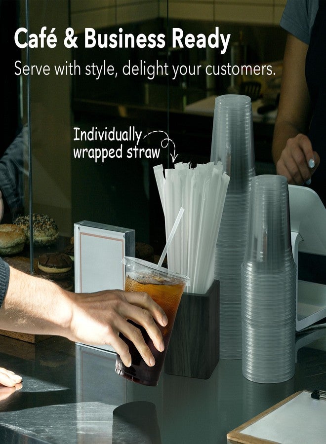 Boxential 100 Pack 16 oz Clear Plastic Cups with Lids and Straws, Disposable Coffee Cups with Lids, To Go Iced Coffee Cups with Lids, Disposable Cups for Party, Smoothie Cup for Cold Drinks - Image 4