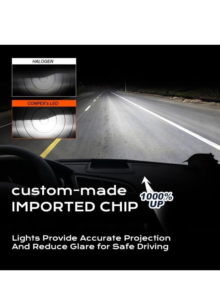 كونبيكس لمبات كونبكس برو M2 LED للسيارة – 12000 واط، 50,000 لومن، سطوع أعلى بنسبة 150%، عمر افتراضي 24 شهرًا، تعمل على جهد 9–24 فولت، إضاءة فائقة للسيارات - Image 3