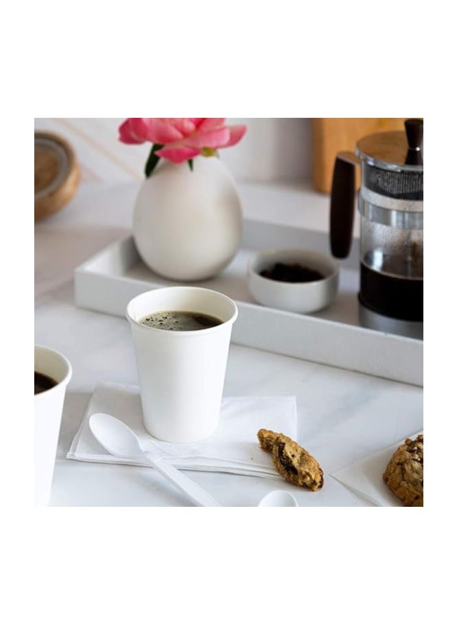 PROMASS [100Cups] 8 oz. White Paper Cups Disposable Hot/Cold Beverage Cup for Water, Juice, Tea  - Image 2