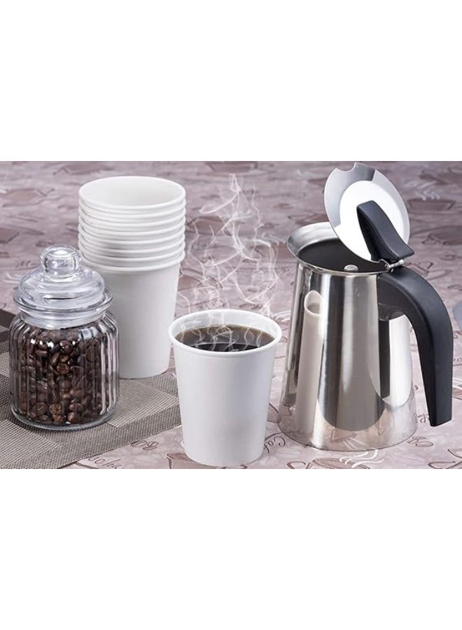 PROMASS [100Cups] 8 oz. White Paper Cups Disposable Hot/Cold Beverage Cup for Water, Juice, Tea  - Image 4