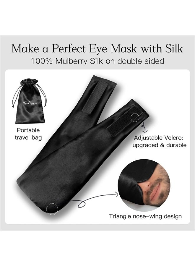 iCooBreeze 100% Natural Silk Eye Mask for Women Men, Soft Pressureless Cooling Blackout Eye Covers for Sleeping, Large Size Sleep Mask fits All Heads Adjustable, 1PC, Black - Image 5
