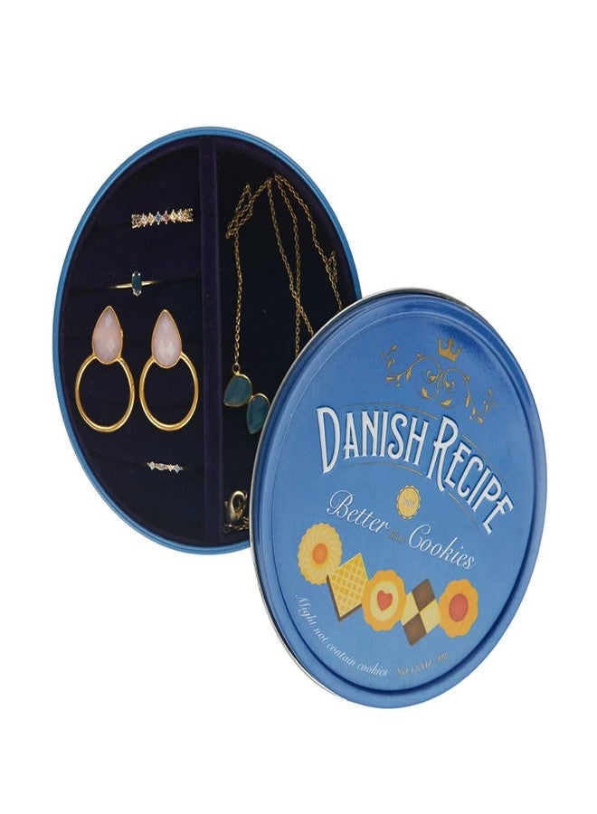 Balvi Danish Coockies Jewellery Box Colour Blue Simulates a Box of Biscuits Tin/Velvet - Image 1