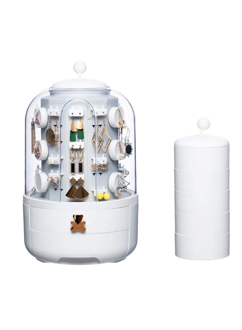 Excefore Earrings Organizer with 5 Tiers - Jewelry Storage Display Rack for Earrings Bracelet Necklace | Stylish Earring Holder with Round Square Hooks White Green Aocate - Image 1