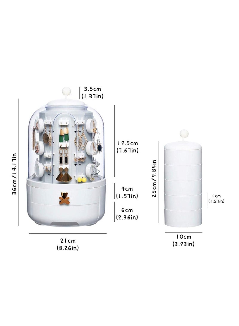 Excefore Earrings Organizer with 5 Tiers - Jewelry Storage Display Rack for Earrings Bracelet Necklace | Stylish Earring Holder with Round Square Hooks White Green Aocate - Image 5