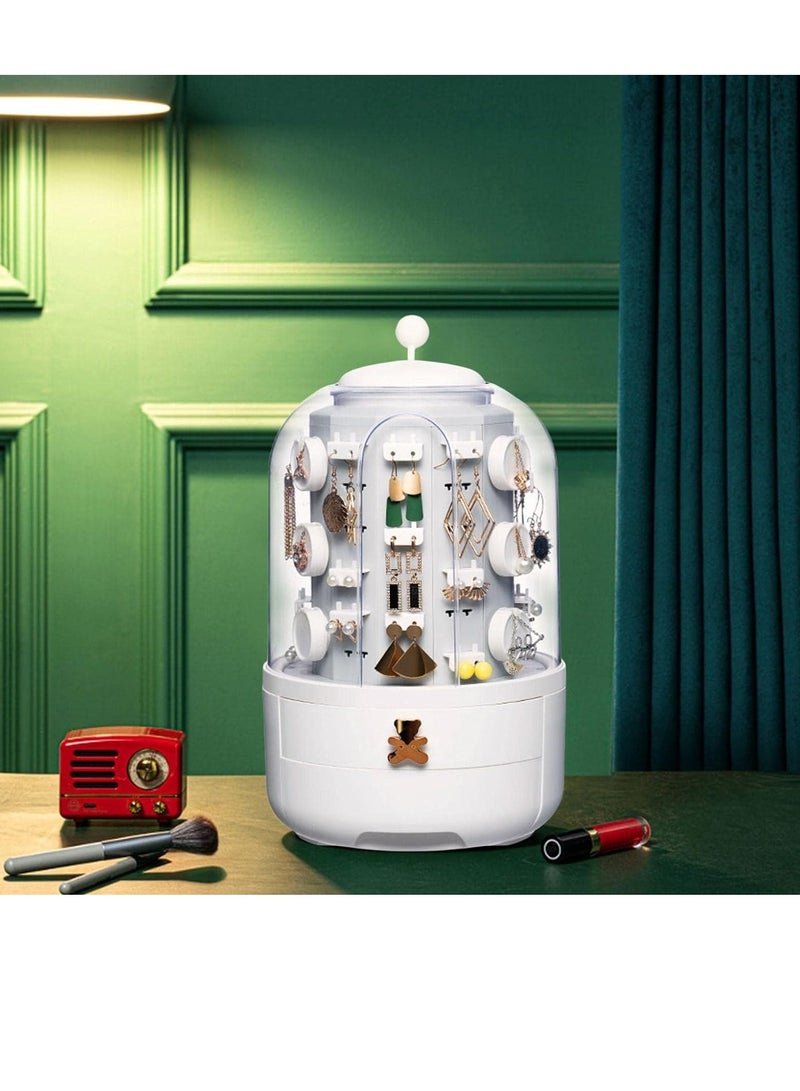 Excefore Earrings Organizer with 5 Tiers - Jewelry Storage Display Rack for Earrings Bracelet Necklace | Stylish Earring Holder with Round Square Hooks White Green Aocate - Image 3