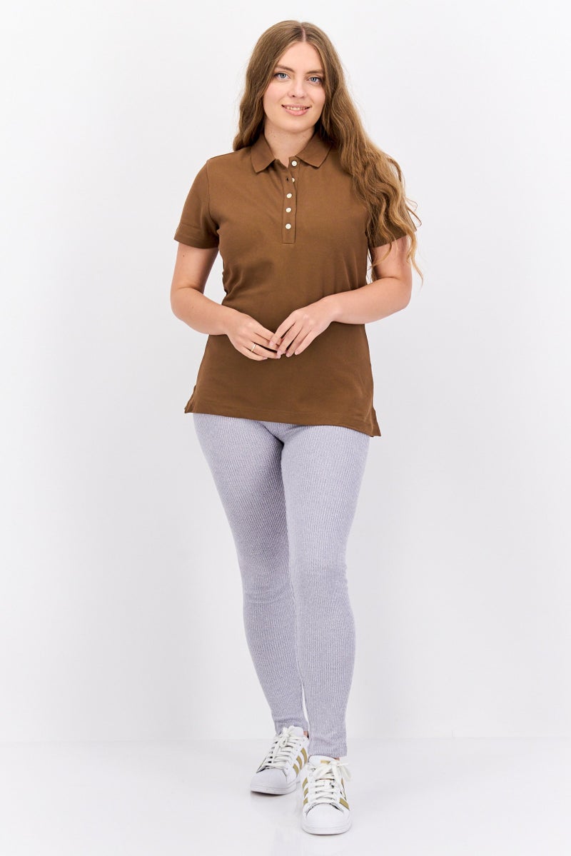 Greg Norman Women Sportswear Fit Plain Short Sleeves Golf Polo, Brown  - Image 4