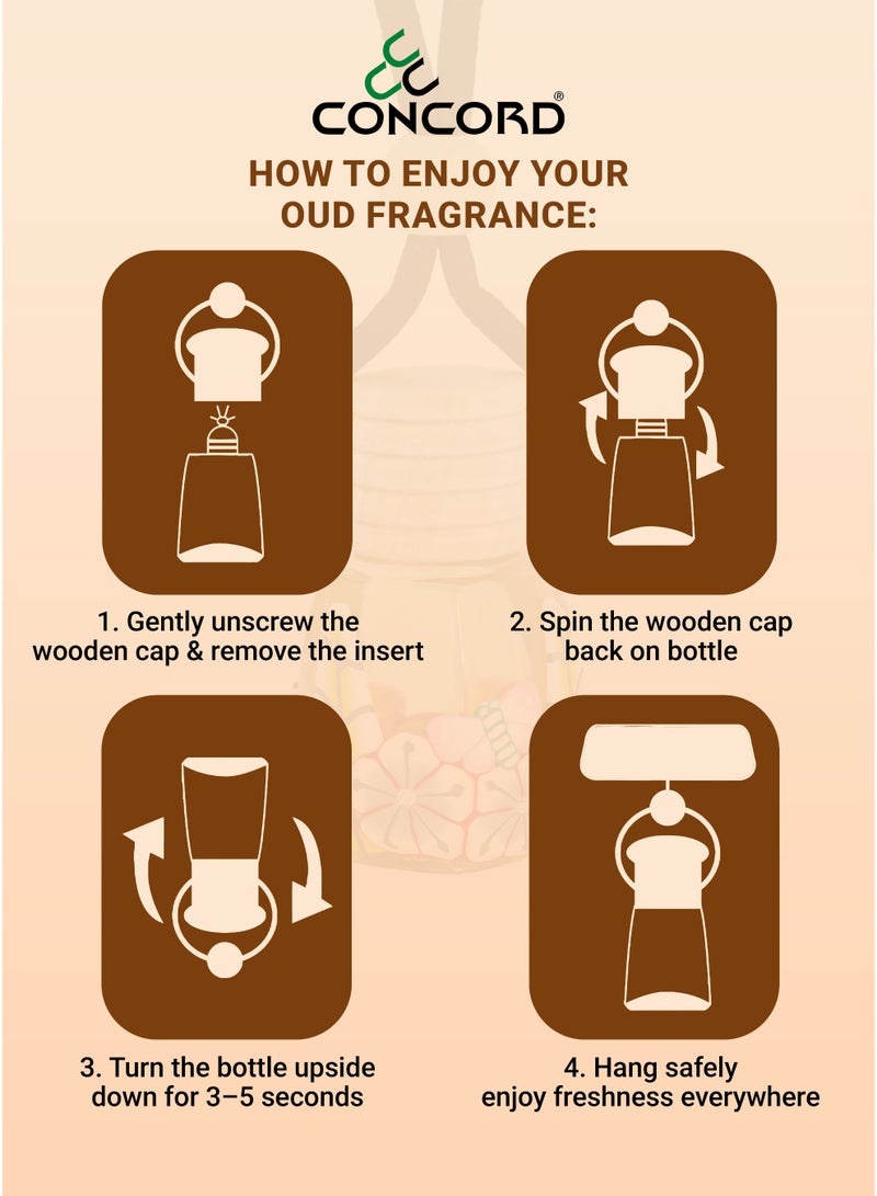كونكورد - معطر جو معلق للسيارة والمنزل، 10 مل | رائحة العود، يدوم 60 يومًا، عبوة من قطعتين - Image 4
