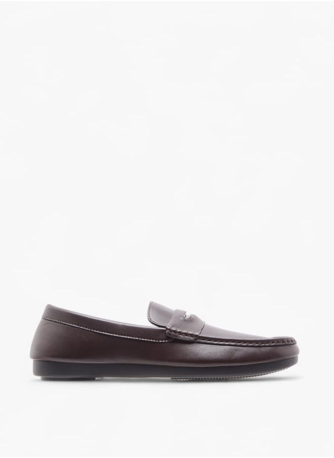 DUCHINI Men's Solid Slip-On Moccasins with Cutout Detail  - Image 3