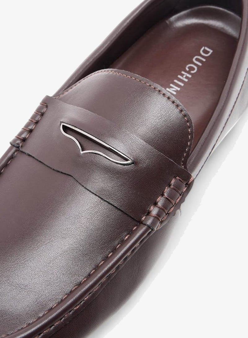 DUCHINI Men's Solid Slip-On Moccasins with Cutout Detail - Image 4