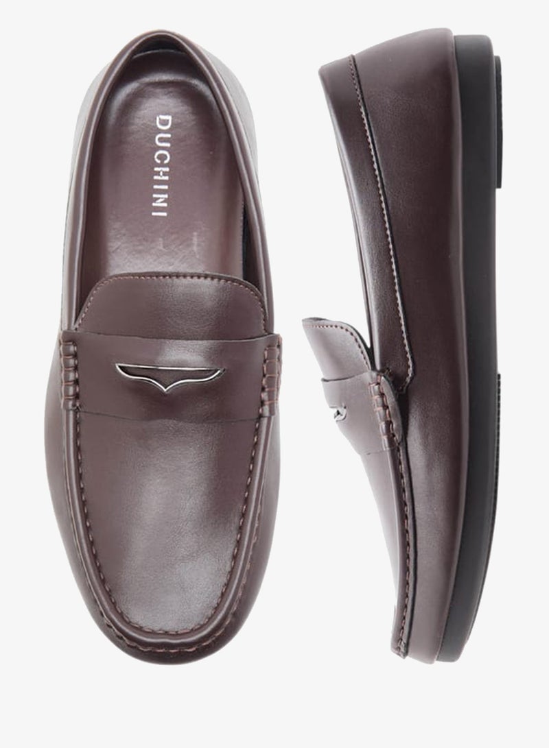 DUCHINI Men's Solid Slip-On Moccasins with Cutout Detail - Image 3