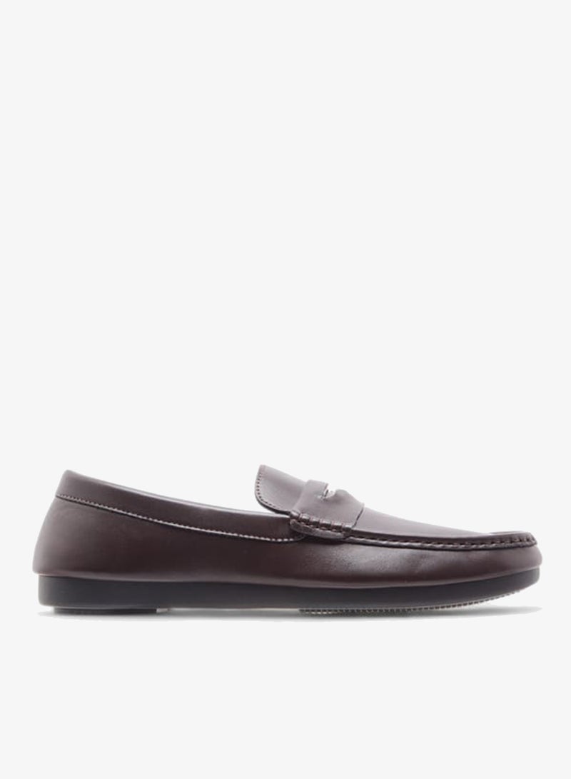 DUCHINI Men's Solid Slip-On Moccasins with Cutout Detail - Image 1