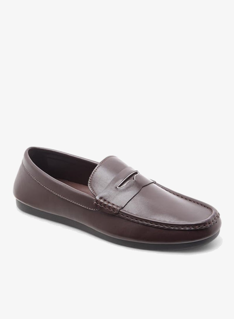 DUCHINI Men's Solid Slip-On Moccasins with Cutout Detail - Image 2