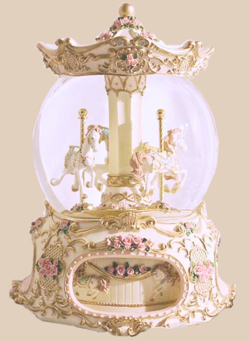Snow Globe Music Box Carousel Horse Unicorn ( Pink )  - Image 2