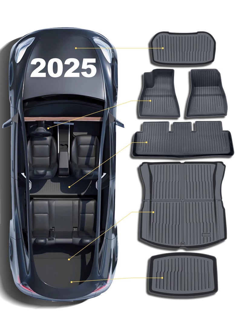 CHIYLE Full Set Floor Mats for 2024-2025 Tesla Model 3 Highland All Weather Floor Mats 2025, TPE Waterproof Non-Slip Frunk Trunk Mats Rear Cargo Liner Interior,Tesla Model 3 Accessories 2025(6 PCS) - Image 1