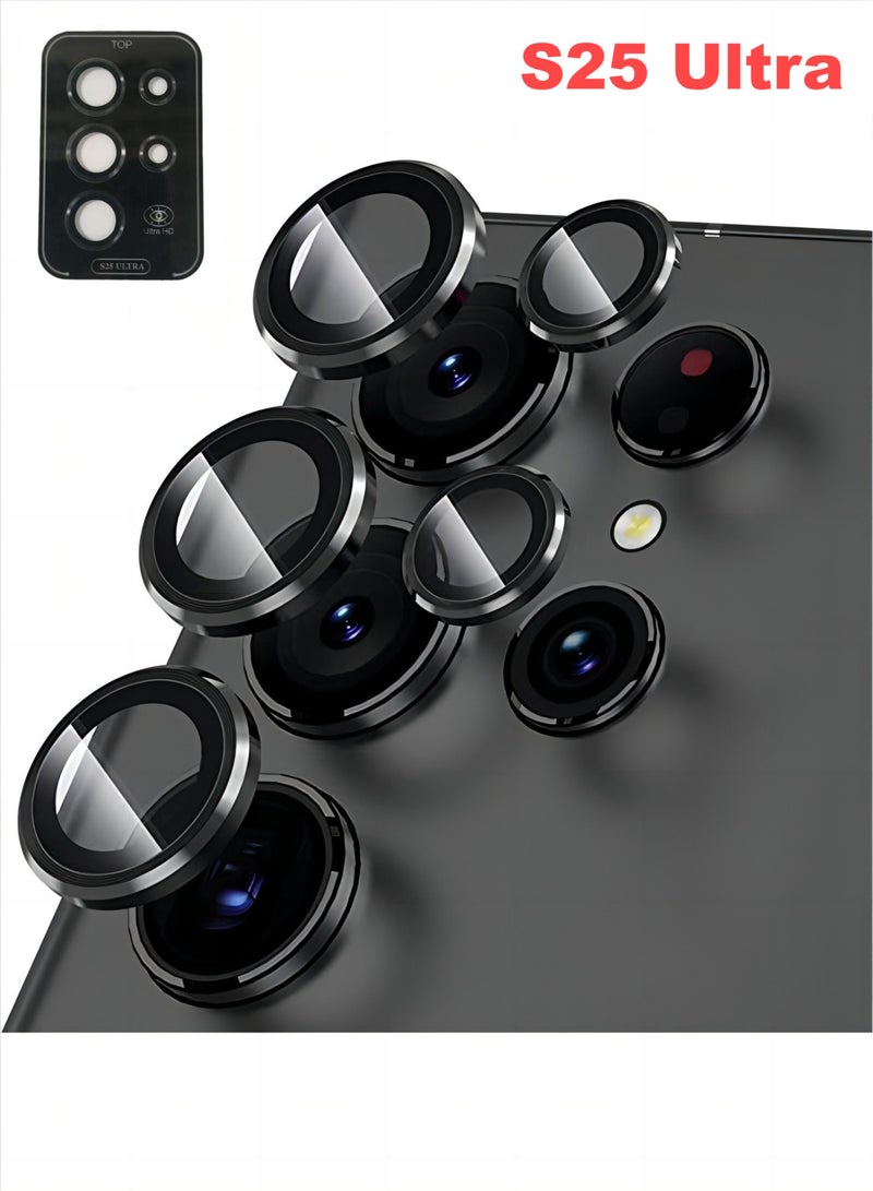 Camera Lens Glass Protector With Ring For Samsung Galaxy S25 Ultra - Black - Image 1