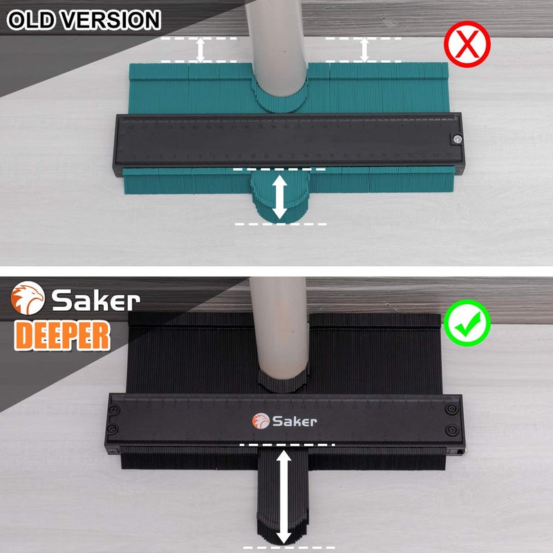 Saker Contour Duplication Gauge-Adjustable Lock -Precisely Copy Irregular Shape -Irregular Welding Woodworking Tracing - Must Have Tool for DIY Handyman, Construction(10 Inch+5 Inch) (Black) - Image 2