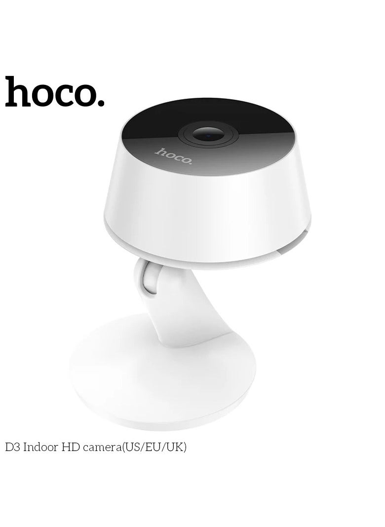 Hoco - Camera Hoco D3 Indoor HD Compact  with Noise Reduction Technology for Clear Sound Automatic Day and Night Mode Switching with Unnatural Motion Alerts (White) - Image 1