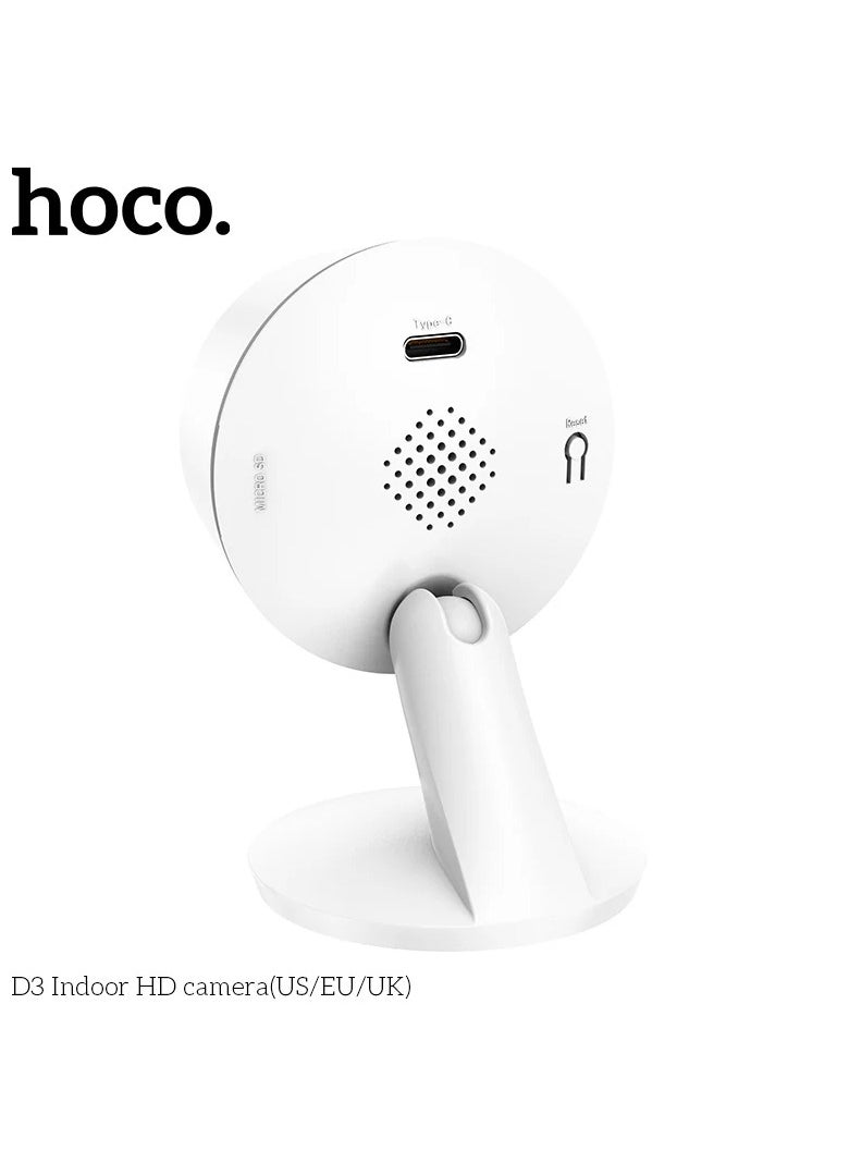 Hoco - Camera Hoco D3 Indoor HD Compact  with Noise Reduction Technology for Clear Sound Automatic Day and Night Mode Switching with Unnatural Motion Alerts (White) - Image 1