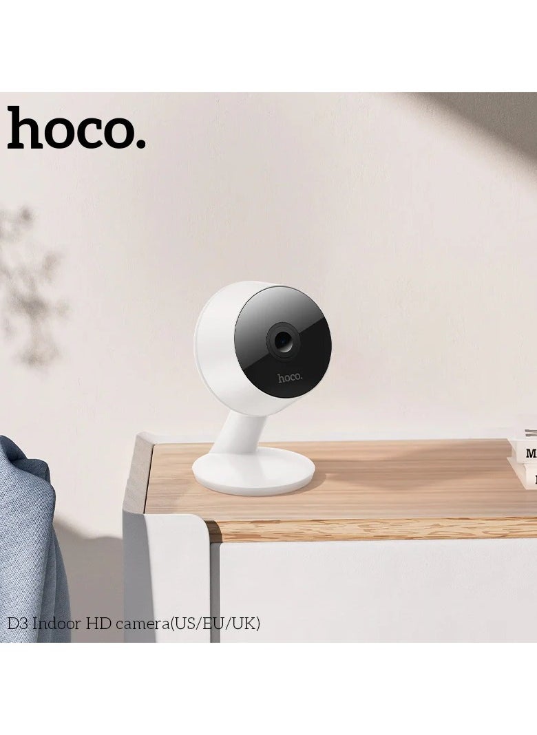 Hoco - Camera Hoco D3 Indoor HD Compact  with Noise Reduction Technology for Clear Sound Automatic Day and Night Mode Switching with Unnatural Motion Alerts (White) - Image 1