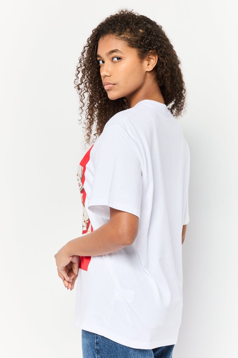 Marilyn Monroe Women Oversized Fit Crew Neck Short Sleeves Graphic Print T-Shirt, White - Image 4