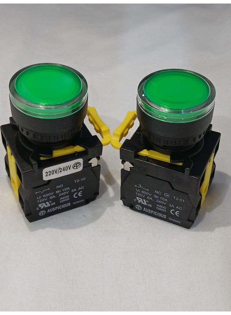 Auspicious Push Button Switch Green T2PGF112G - Image 2