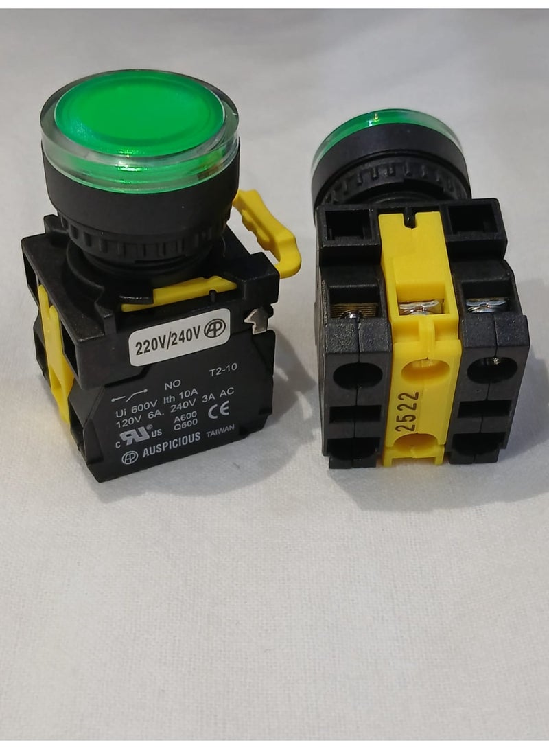Auspicious Push Button Switch Green T2PGF112G - Image 1