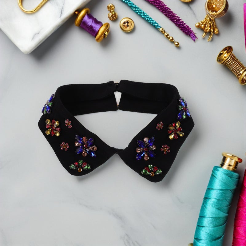 Rhinestone Fake Collar: Embellished Detachable False Collar Lapel Choker Fake Shirt Blouse Shirt Attachment For Women Girls - Image 4