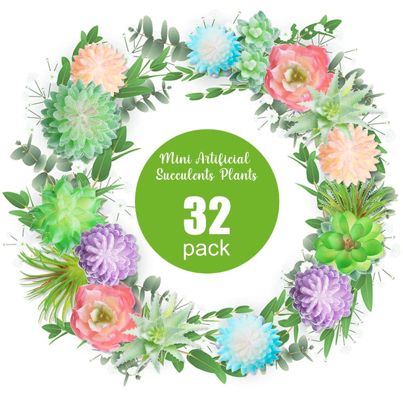 Jutom 32 Pieces Mini Artificial Succulents Unpotted Realistic Artificial Fake Plants Colorful Faux Succulents Small Cactus Plants for Garden Flower Kitchen Home Decor - Image 4